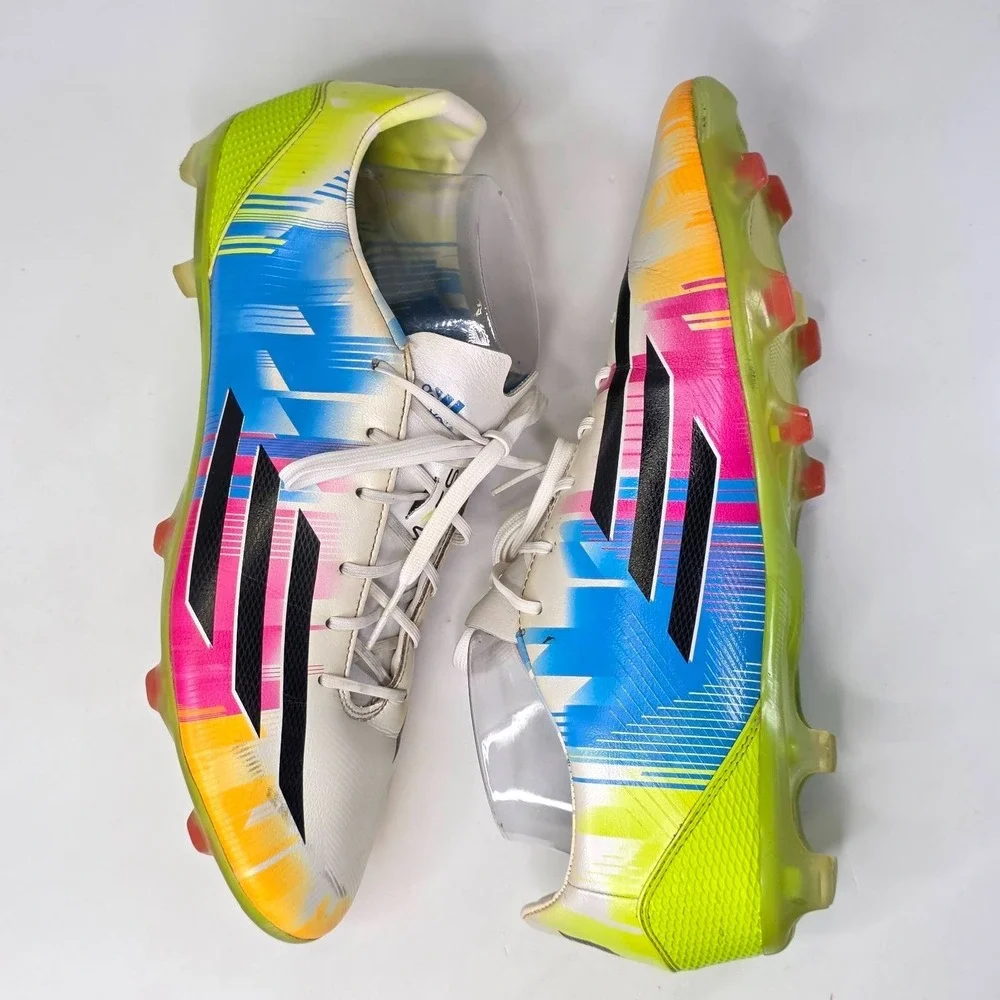 Adidas F50 Adizero Messi FG Soccer Cleats Men's Size 11 Boots White Multi F32729